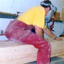 Peter, at Property Repair Systems, sanding a huge Timber Resin Splice